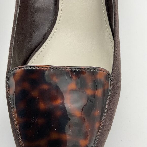 Anne Klein MEDLEY Slip On Brown Suede Low Heels Tortoiseshell Vamp & Heel 11M - Picture 11 of 11